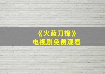 《火蓝刀锋》电视剧免费观看