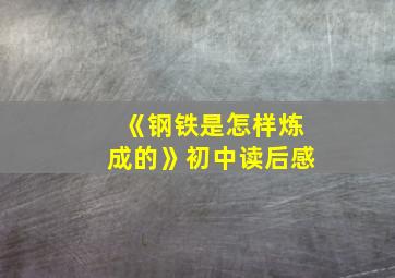 《钢铁是怎样炼成的》初中读后感