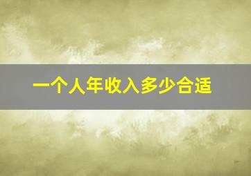 一个人年收入多少合适