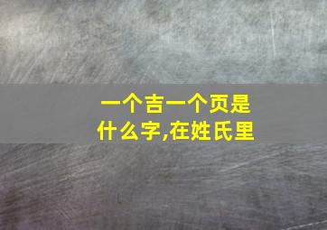 一个吉一个页是什么字,在姓氏里