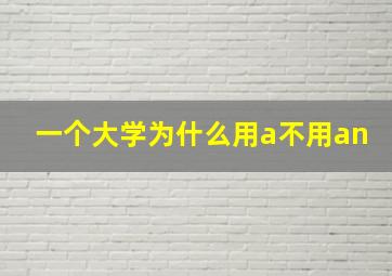 一个大学为什么用a不用an