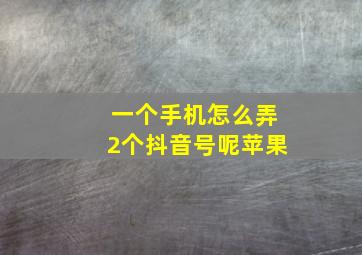 一个手机怎么弄2个抖音号呢苹果