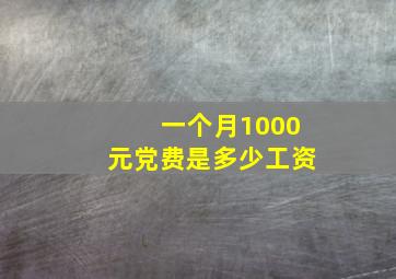 一个月1000元党费是多少工资