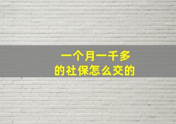 一个月一千多的社保怎么交的