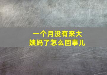 一个月没有来大姨妈了怎么回事儿