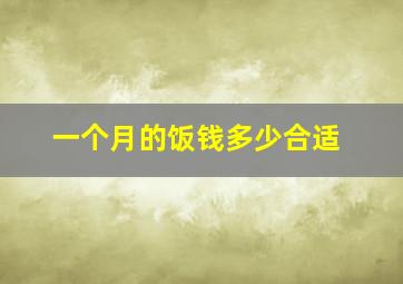 一个月的饭钱多少合适