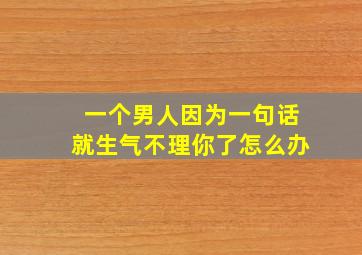 一个男人因为一句话就生气不理你了怎么办