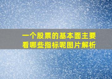 一个股票的基本面主要看哪些指标呢图片解析