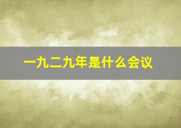 一九二九年是什么会议