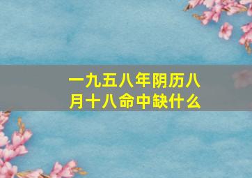 一九五八年阴历八月十八命中缺什么