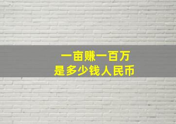 一亩赚一百万是多少钱人民币