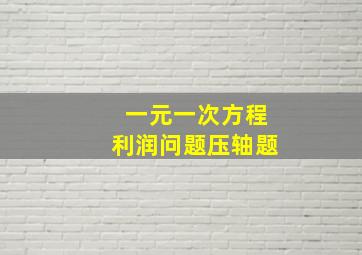 一元一次方程利润问题压轴题