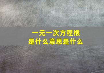 一元一次方程根是什么意思是什么