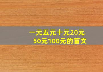 一元五元十元20元50元100元的盲文