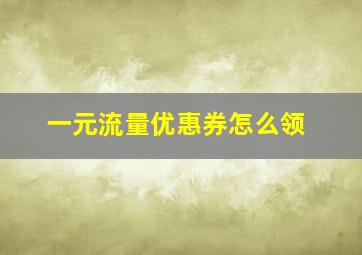 一元流量优惠券怎么领