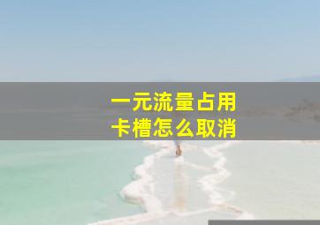 一元流量占用卡槽怎么取消