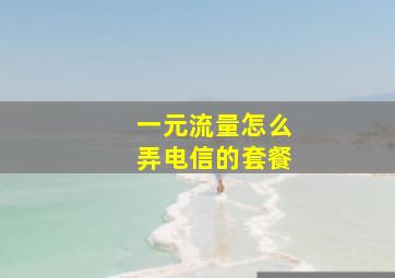 一元流量怎么弄电信的套餐