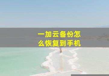 一加云备份怎么恢复到手机