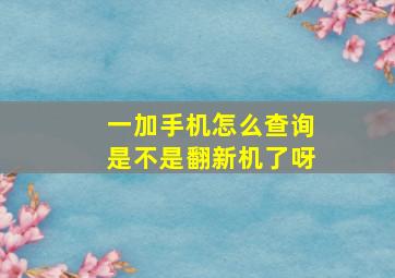 一加手机怎么查询是不是翻新机了呀