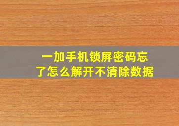 一加手机锁屏密码忘了怎么解开不清除数据