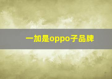 一加是oppo子品牌