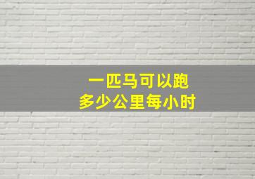 一匹马可以跑多少公里每小时