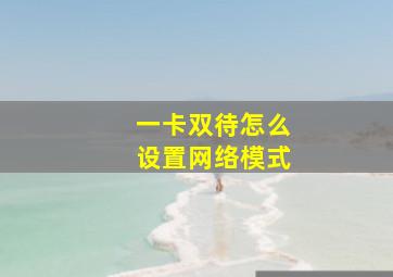 一卡双待怎么设置网络模式