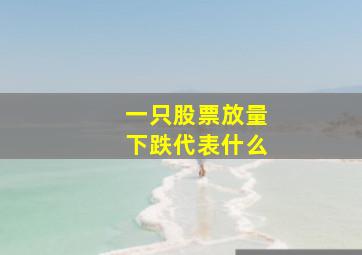 一只股票放量下跌代表什么