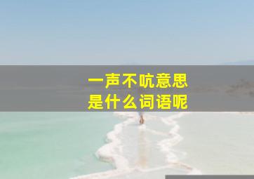 一声不吭意思是什么词语呢