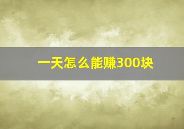 一天怎么能赚300块