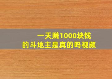 一天赚1000块钱的斗地主是真的吗视频