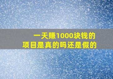 一天赚1000块钱的项目是真的吗还是假的