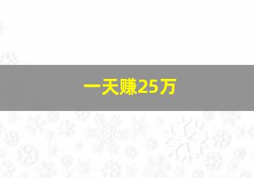 一天赚25万