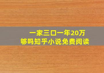 一家三口一年20万够吗知乎小说免费阅读