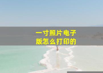 一寸照片电子版怎么打印的