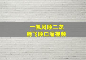 一帆风顺二龙腾飞顺口溜视频