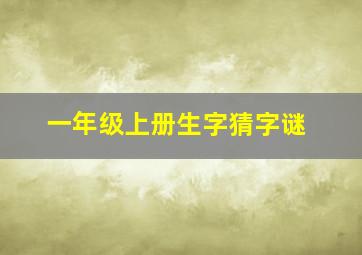 一年级上册生字猜字谜