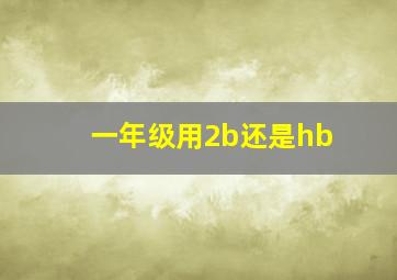 一年级用2b还是hb