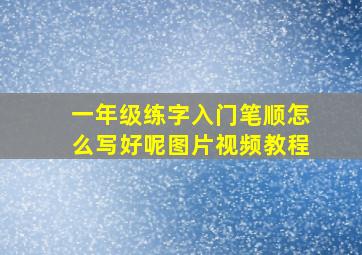 一年级练字入门笔顺怎么写好呢图片视频教程