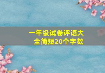 一年级试卷评语大全简短20个字数