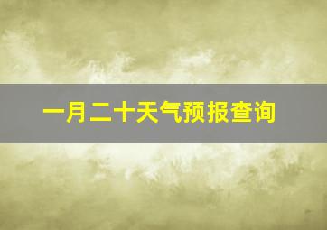 一月二十天气预报查询