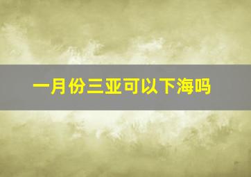 一月份三亚可以下海吗