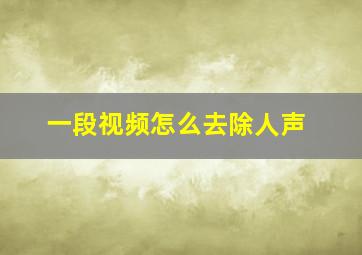 一段视频怎么去除人声