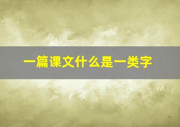 一篇课文什么是一类字