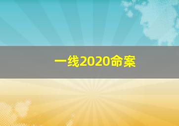 一线2020命案