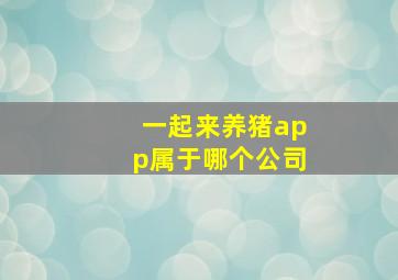 一起来养猪app属于哪个公司