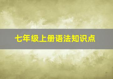 七年级上册语法知识点