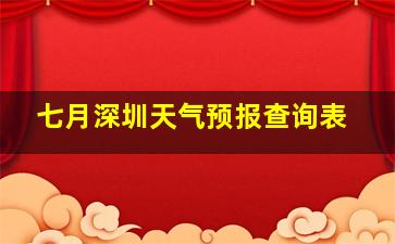 七月深圳天气预报查询表