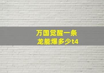 万国觉醒一条龙能爆多少t4