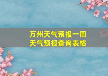 万州天气预报一周天气预报查询表格